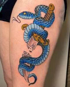 Dagger and Snake tattoo Design