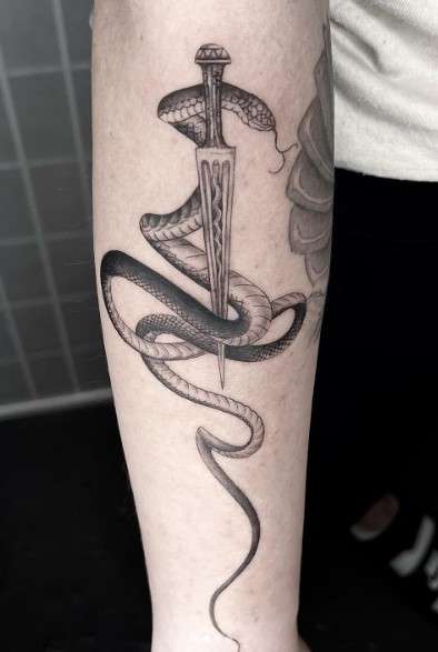 Dagger and Snake tattoo Design