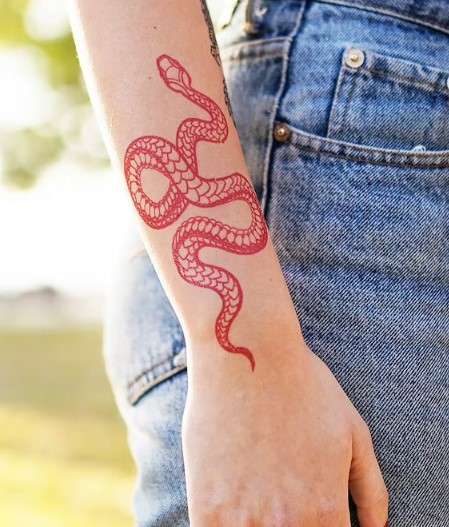 Red snake tattoo design