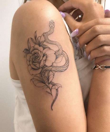 Rose snake tattoo design