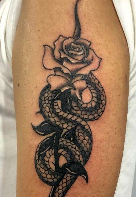 Rose snake tattoo design