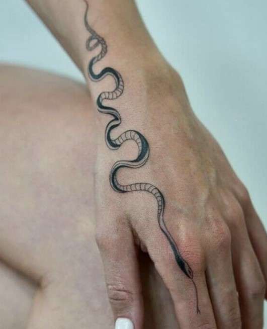 Snake finger tattoo design
