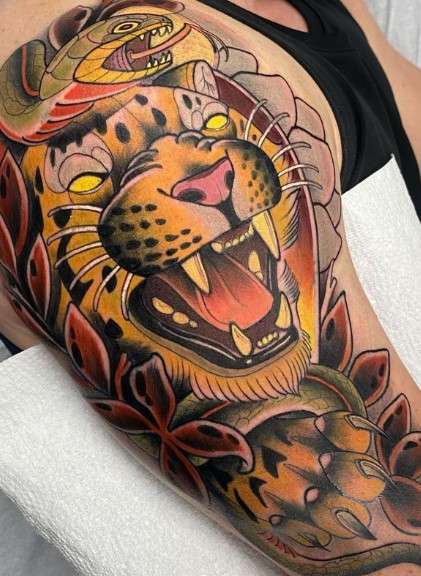 Tiger and snake tattoo design