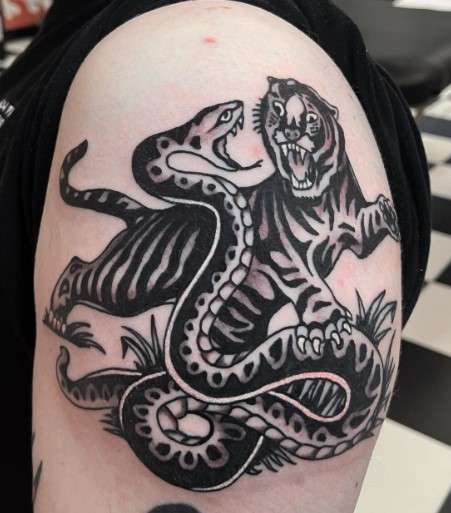 Tiger and snake tattoo design