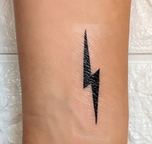 Black Two Lightning Bolts Tattoo 