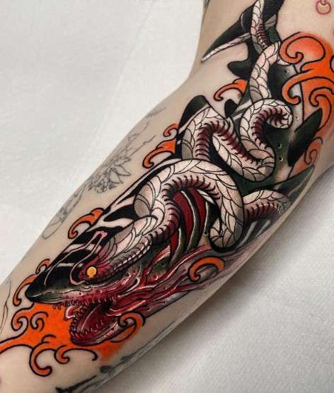 Japanese Snake Tattoo Design