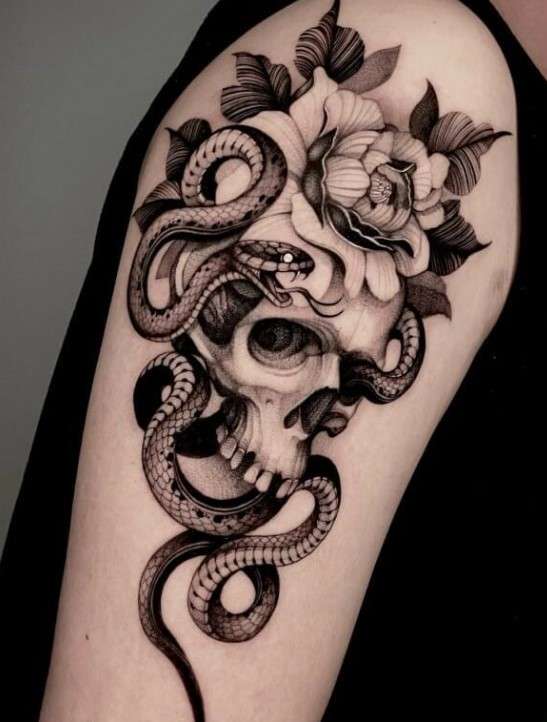 snake flower tattoo design
