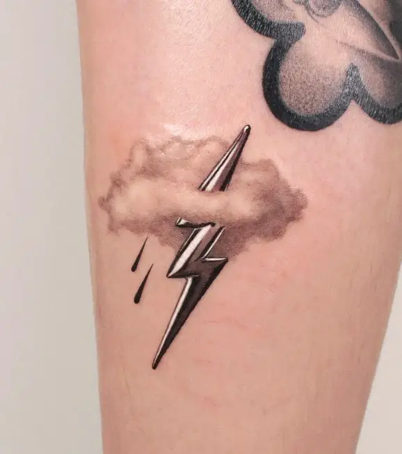 Two Lightning Bolts Tattoo with cloud