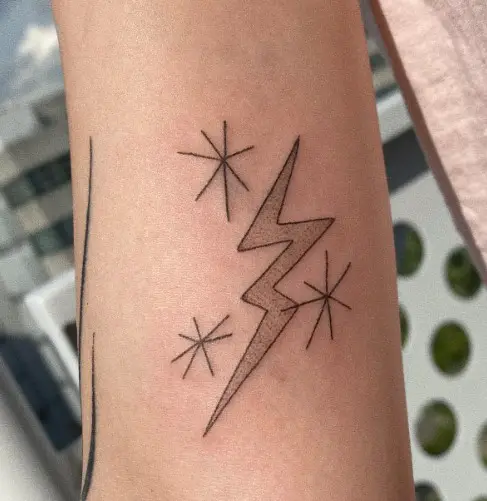 Two Lightning Bolts Tattoo with star