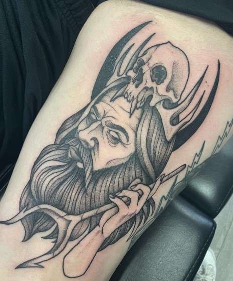 Hades tattoo with skull