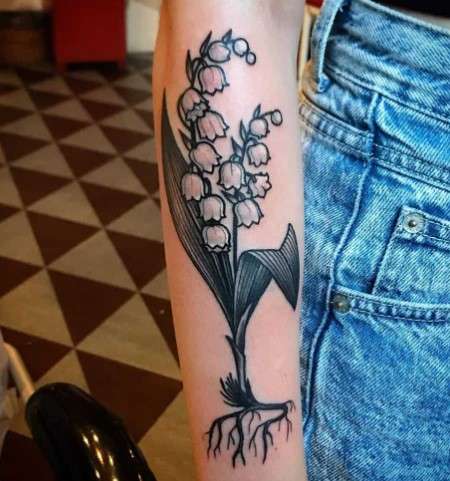 Lily of the Valley Tattoo on right hand