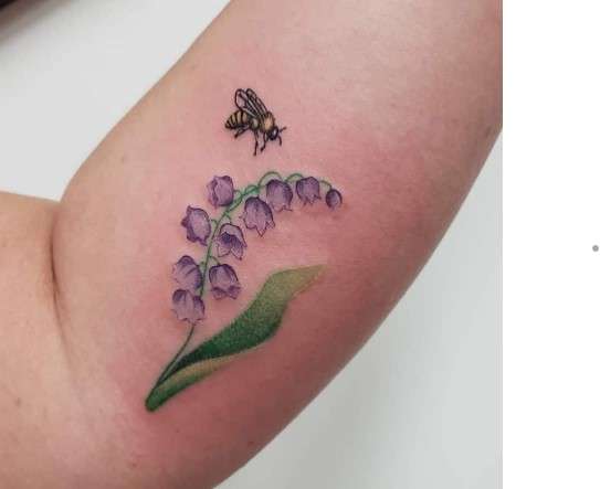 Lily of the Valley Tattoo with bee
