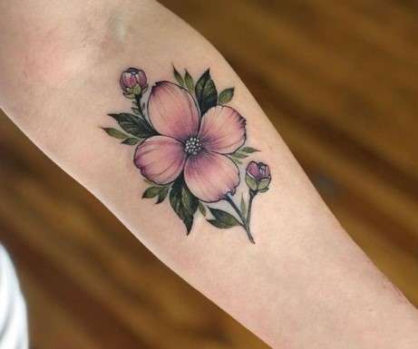 Dogwood Flower Tattoo on left arm