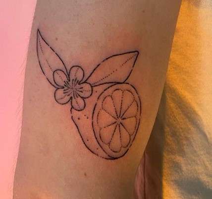 lemon tattoo dot line design