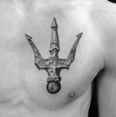 trident on chest tattoo