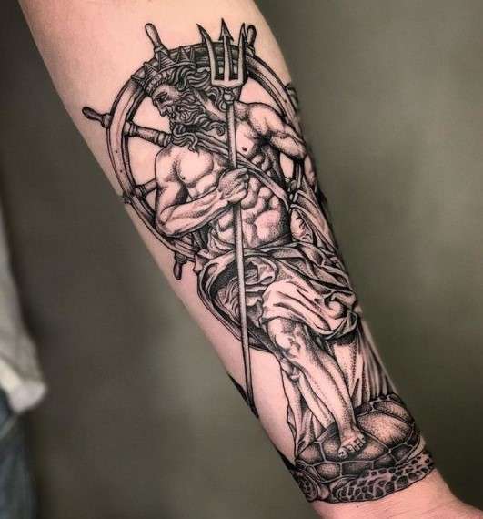 Poseidon trident tattoo design