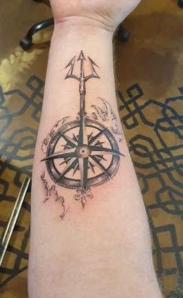nautical trident tattoo design