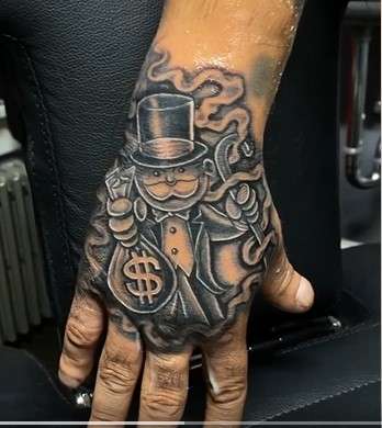  Monopoly Man tattoo design on hand