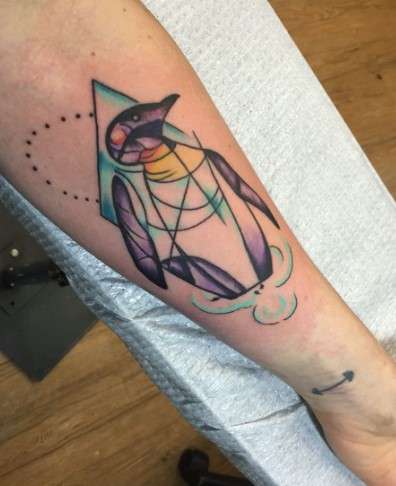 Geometric Penguin Tattoo design
