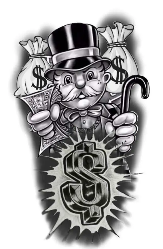 Monopoly man tattoo stencil dollar sign