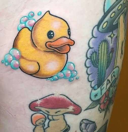Rubber Duck Tattoo with bubbles