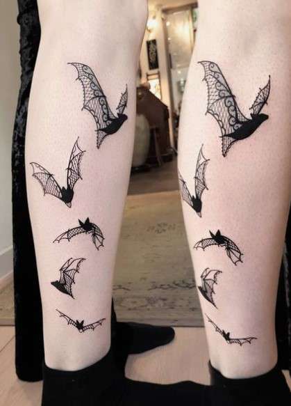 Feminine Bat tattoo on both leg