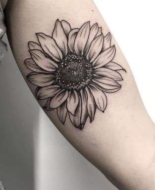 black And White Sunflower tattoo