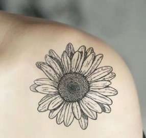 black And White Sunflower tattoo om shoulder