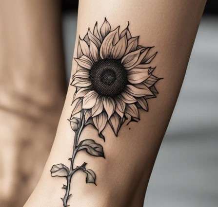 beautiful black And White Sunflower tattoo