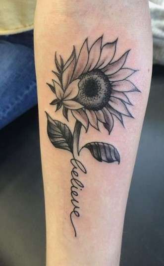 black And White Sunflower tattoo symbol