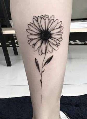 black And White Sunflower tattoo art