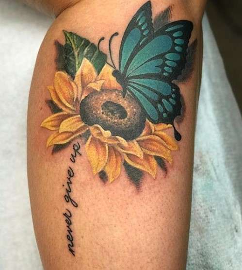 Sunflower And Butterfly Tattoo