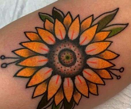 Traditional Sunflower Tattoo