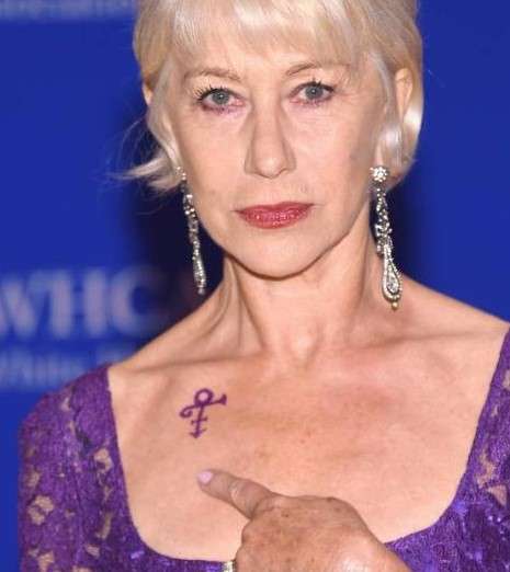 Helen Mirren's prince symbol tattoo