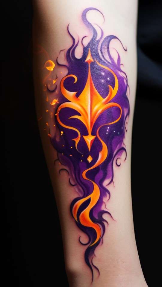 Prince symbol tattoo flames