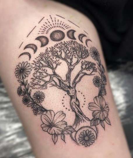 Spiritual Feminine Unique Tree Of Life Tattoo