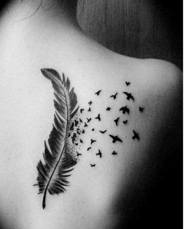 Spiritual Feather Tattoo on back