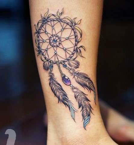 Spiritual Dream Catcher Tattoo on leg