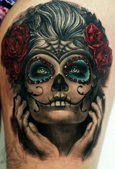 Catrina dia de los muertos tattoo design
