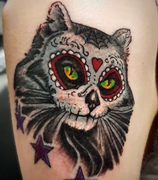 Dia de los muertos Cat tattoo design