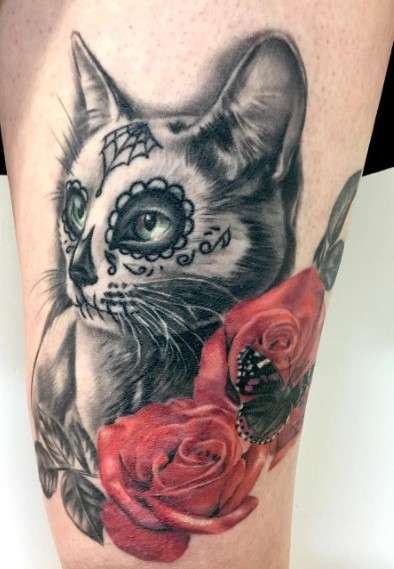 Dia de los muertos Cat tattoo ideas