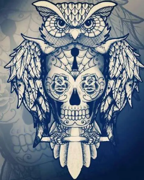 Dia de los muertos Owl tattoo art