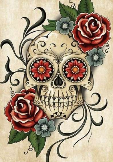 Dia de los muertos flowers tattoo design