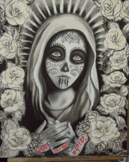 Dia de los muertos Virgin Mary tattoo design