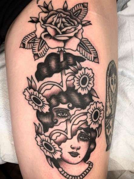 Traditional Surrealism rose Tattoo