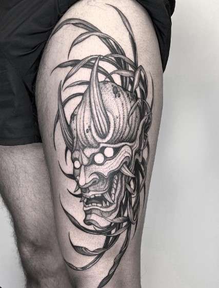 Demonic Surrealism Tattoo on leg