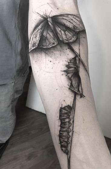 Caterpillar to Butterfly tattoo
