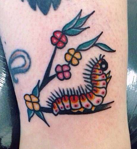 Traditional caterpillar tattoo design