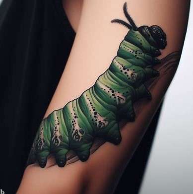 Traditional caterpillar tattoo