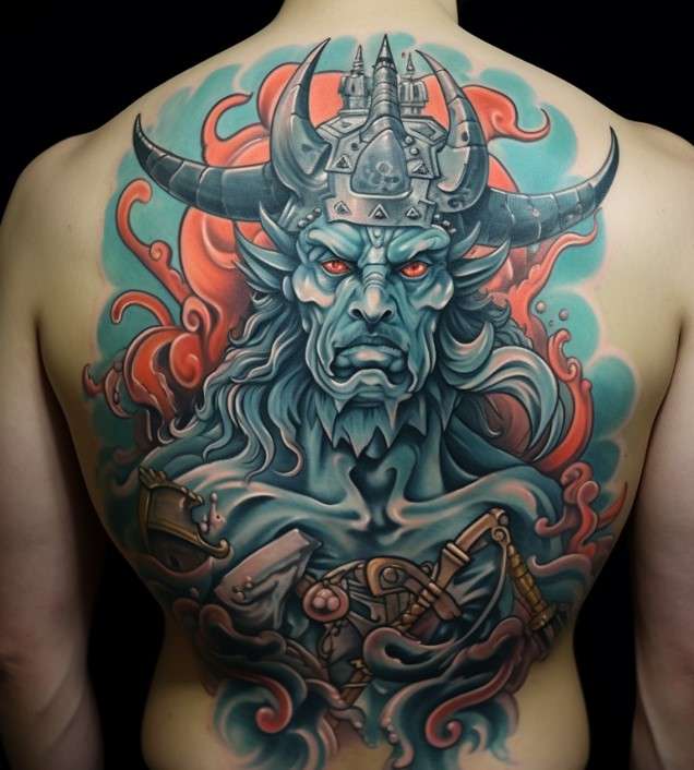 Poseidon minotaur tattoo